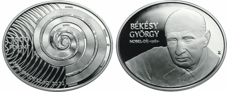 Hungary 7,500 Forint 2022. Hungarian Nobel Prize Winners: György Békésyi. Silver Proof