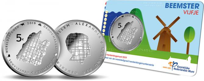 Netherlands 5 2019. The Beemster World Heritage Site. Silver Plated Uncirculated