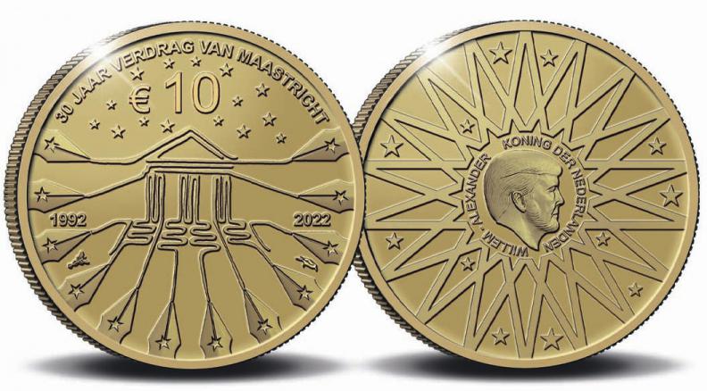 Netherlands 10 2022. Maastricht Treaty. Gold Proof