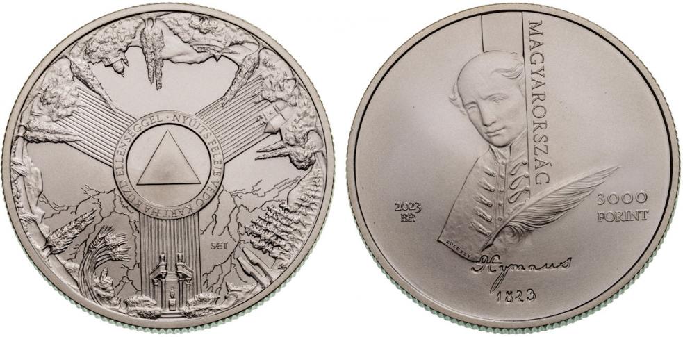 Hungary 3,000 Forint 2023. Bicentennial National Anthem Lyrics. Cu-Ni BU